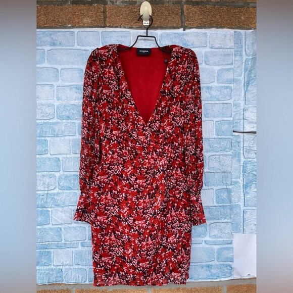 THE KOOPLES FLOWING RED DRESS WITH FLORAL MOTIF SIZE 0 - Picture 2 of 16